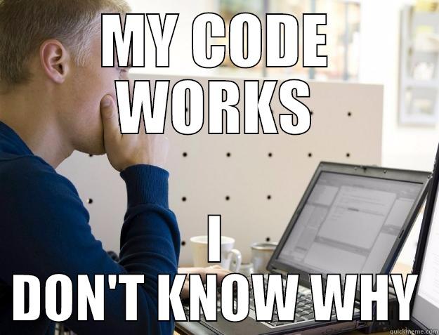 My Code Works - I don't know why - MY CODE WORKS I DON'T KNOW WHY Programmer