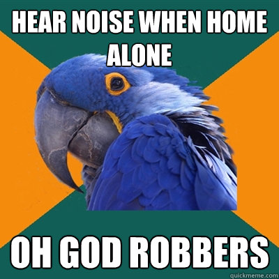 Hear noise when home alone oh god robbers  Paranoid Parrot