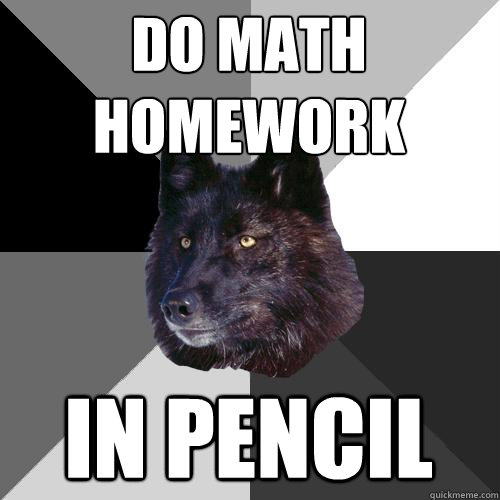 DO MATH HOMEWORK IN PENCIL - DO MATH HOMEWORK IN PENCIL  Sanity Wolf