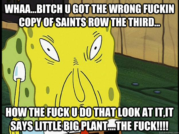 whaa...bitch u got the wrong fuckin copy of saints row the third... how the fuck u do that look at it,it says little big plant....the fuck!!!!  