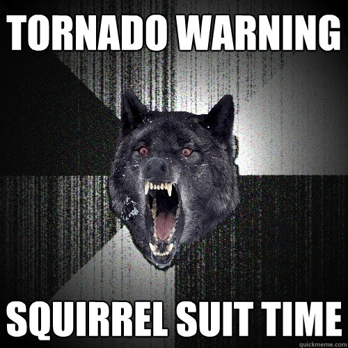tornado warning squirrel suit time  Insanity Wolf