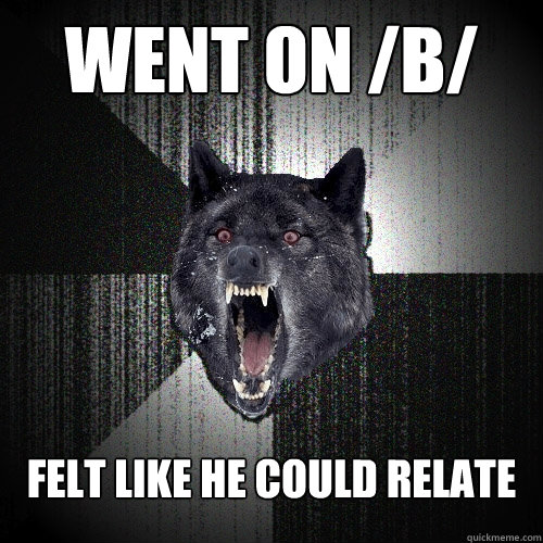 Went on /b/ felt like he could relate  Insanity Wolf