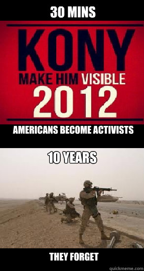 30 mins  Americans become activists 10 Years they forget  kony2012