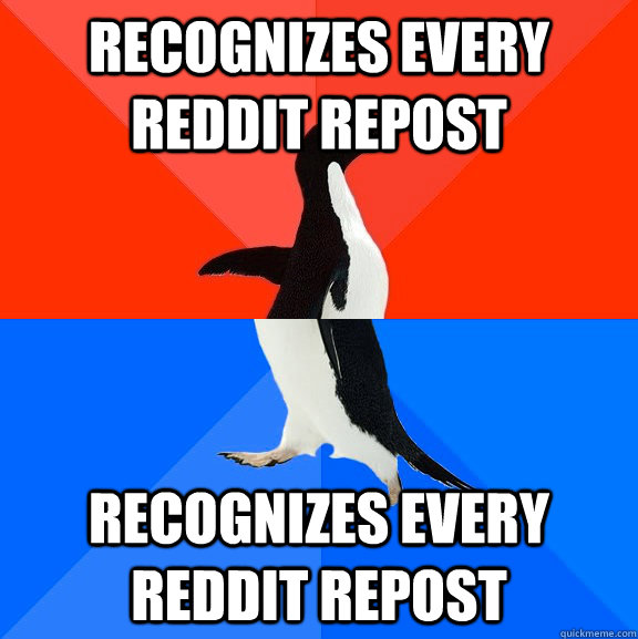 Recognizes every reddit repost recognizes every reddit repost  Socially Awesome Awkward Penguin