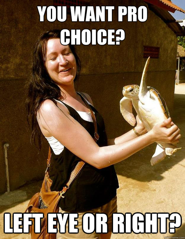 you want pro choice? left eye or right? - you want pro choice? left eye or right?  Domestic Violence Turtle
