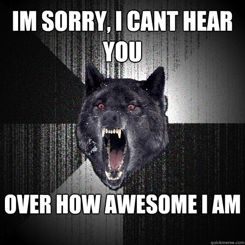 im sorry, i cant hear you over how awesome i am  Insanity Wolf