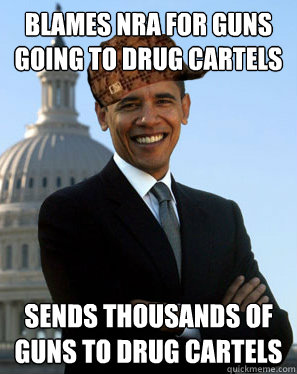 Blames NRA for guns going to drug cartels SENDS thousands of GUNS TO drug CARTELS - Blames NRA for guns going to drug cartels SENDS thousands of GUNS TO drug CARTELS  Scumbag Obama