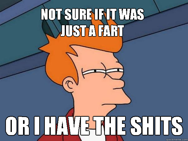 Not sure if it was 
just a fart or I Have the Shits  Futurama Fry