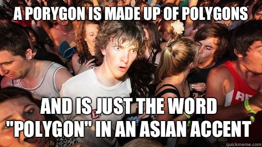 A porygon is made up of polygons And is just the word 
