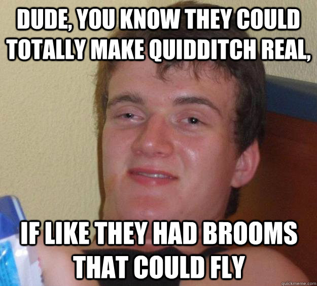 Dude, you know they could totally make quidditch real, if like they had brooms that could fly - Dude, you know they could totally make quidditch real, if like they had brooms that could fly  10 Guy