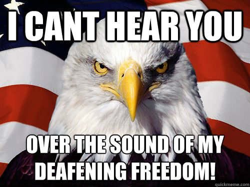 I cant hear you Over the sound of my deafening freedom! - I cant hear you Over the sound of my deafening freedom!  Patriotic American Eagle