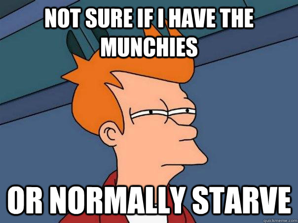 Not sure if I have the munchies Or normally starve   Futurama Fry