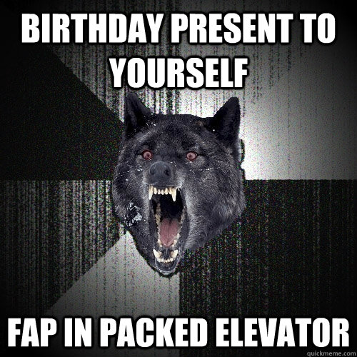 birthday present to yourself fap in packed elevator  Insanity Wolf
