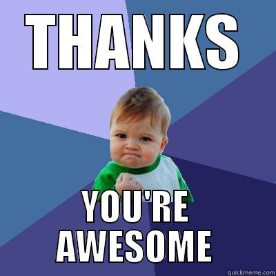 THANKS YOU'RE AWESOME Success Kid