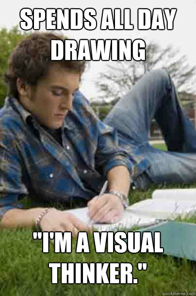 Spends all day drawing  