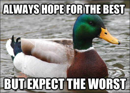 Always hope for the best But expect the worst   Actual Advice Mallard