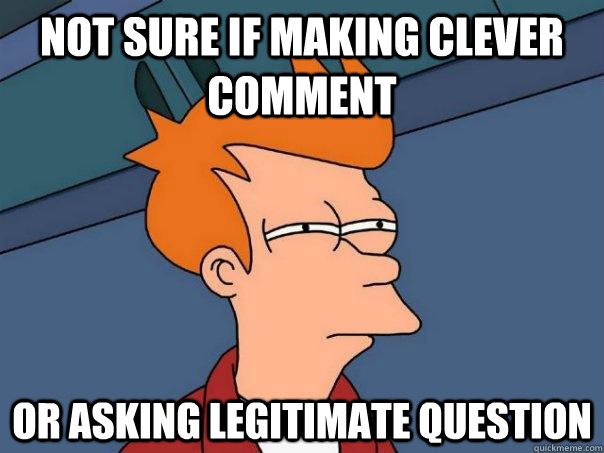 not sure if making clever comment or asking legitimate question  Futurama Fry
