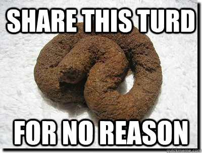 Share this turd For no reason  Share this turd