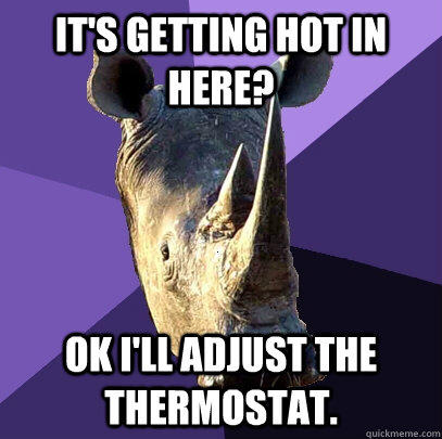It's getting hot in here? OK I'll adjust the thermostat.  