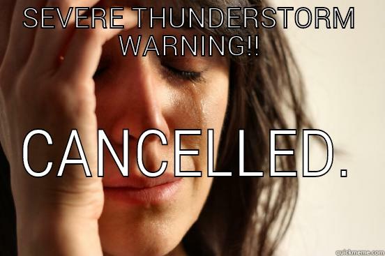 SEVERE THUNDERSTORM WARNING!! CANCELLED. First World Problems