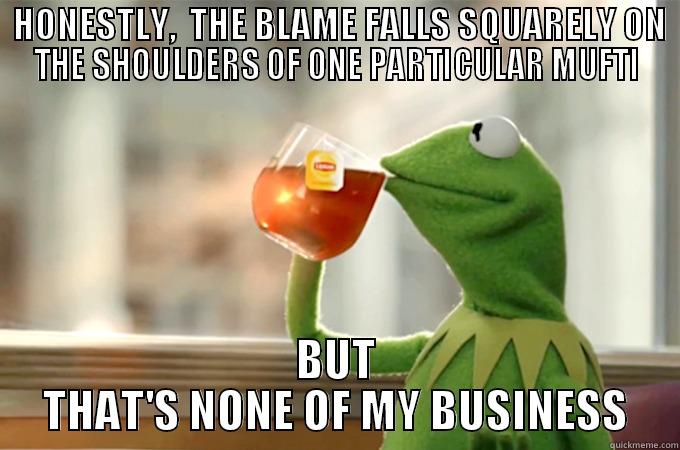 Mufti to Blame -  HONESTLY,  THE BLAME FALLS SQUARELY ON THE SHOULDERS OF ONE PARTICULAR MUFTI BUT THAT'S NONE OF MY BUSINESS Misc