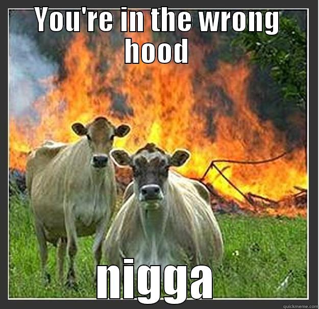 YOU'RE IN THE WRONG HOOD NIGGA Evil cows