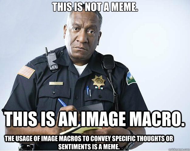 This is not a meme. This is an image macro. The usage of image macros to convey specific thoughts or sentiments is a meme. - This is not a meme. This is an image macro. The usage of image macros to convey specific thoughts or sentiments is a meme.  Misc