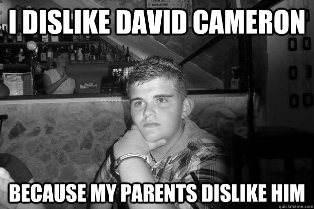 I dislike david Cameron Because my parents dislike him - I dislike david Cameron Because my parents dislike him  Politically obvlivious Teen