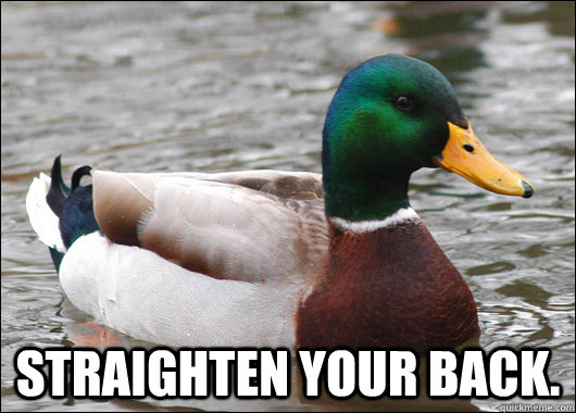  Straighten your back.  Actual Advice Mallard