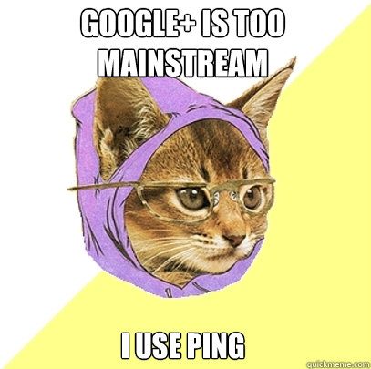Google+ is too mainstream i use ping  Hipster Kitty