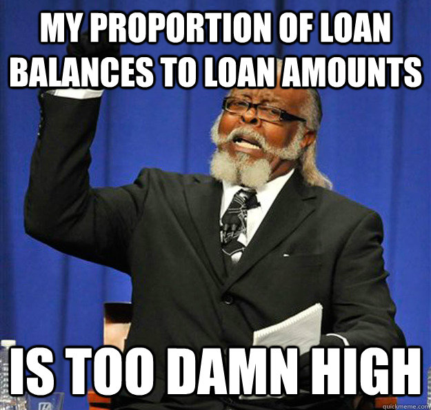 My PROPORTION OF LOAN BALANCES TO LOAN AMOUNTS Is too damn high  Jimmy McMillan