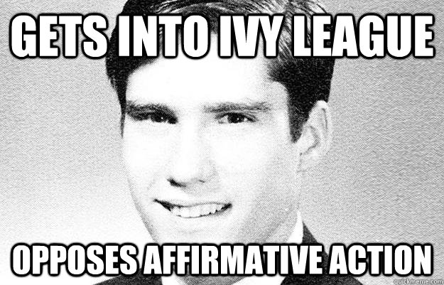 Gets into ivy league opposes affirmative action  