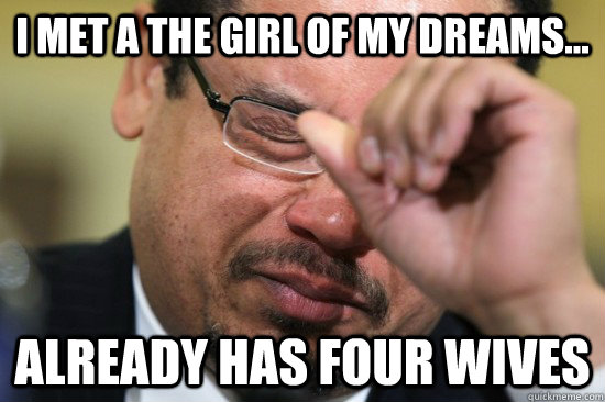 I met a the girl of my dreams... Already has four wives  First World Muslim Problems