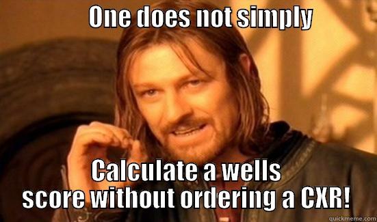                   ONE DOES NOT SIMPLY                 CALCULATE A WELLS SCORE WITHOUT ORDERING A CXR! Boromir