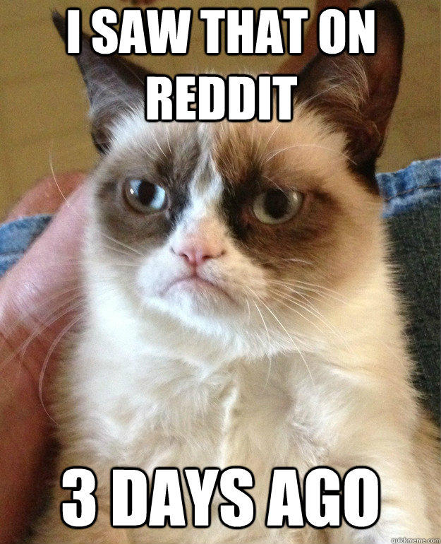 I Saw that on reddit 3 days ago  Grumpy Cat