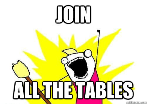 Join all the tables  ALL THE
