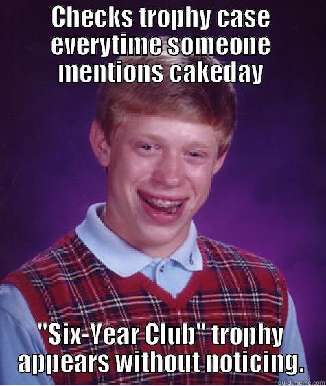 CHECKS TROPHY CASE EVERYTIME SOMEONE MENTIONS CAKEDAY 