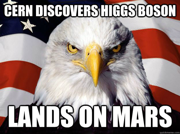 CERN discovers higgs boson LANDS ON MARS  One-up America