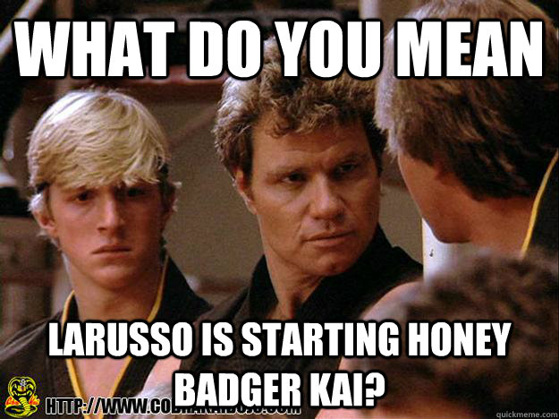 What do you mean Larusso is starting Honey Badger Kai?  