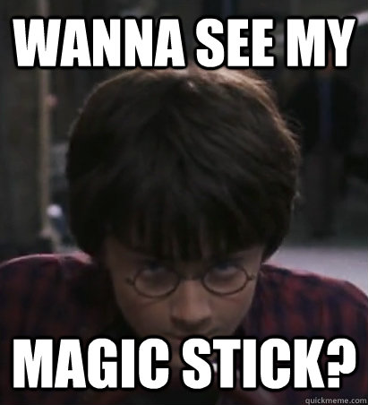 wanna see my magic stick?  Horny Harry