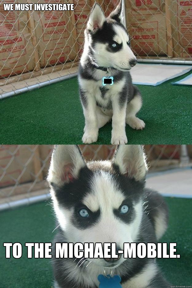 we must investigate to the michael-mobile.  Insanity puppy