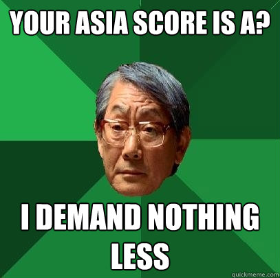 your asia score is a? I demand nothing less  High Expectations Asian Father