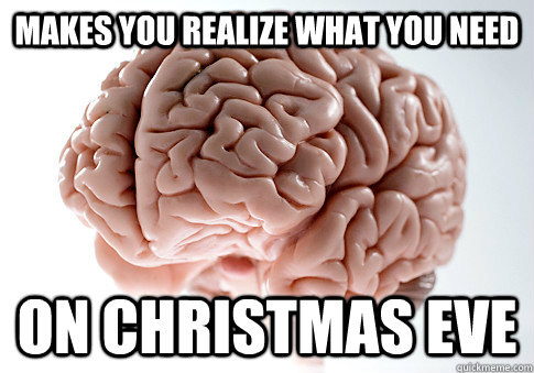 MAKES YOU REALIZE WHAT YOU NEED ON CHRISTMAS EVE   Scumbag Brain
