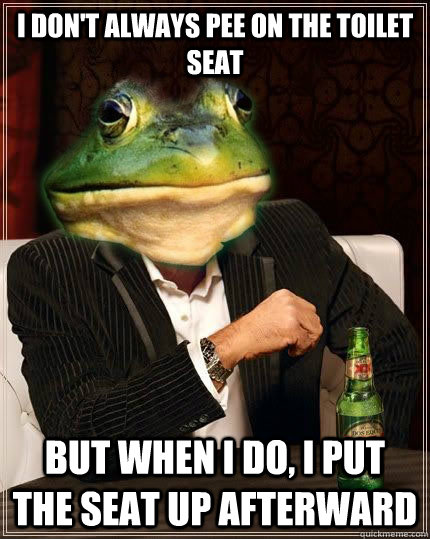 I DON'T ALWAYS pee on the toilet seat bUT WHEN i DO, I put the seat up afterward  