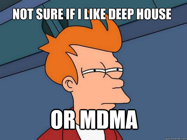 not sure if i like deep house or mdma  Futurama Fry