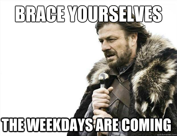 Brace Yourselves The weekdays are coming  2012 brace yourself
