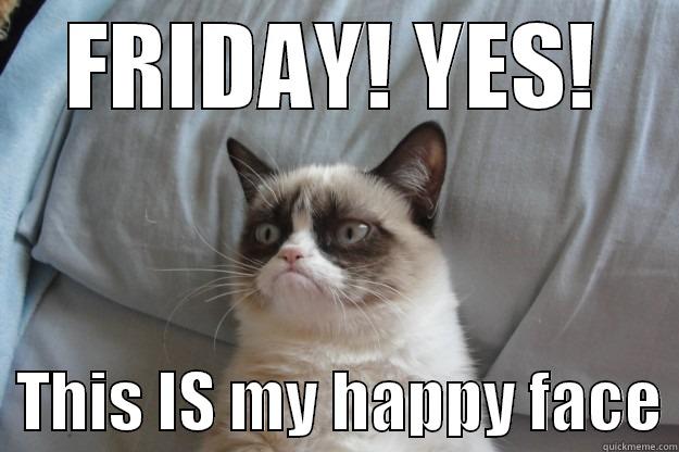 FRIDAY! YES!   THIS IS MY HAPPY FACE Grumpy Cat
