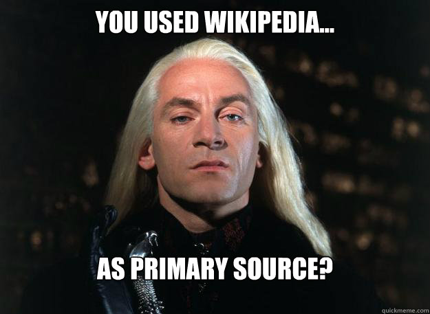 you used wikipedia... as primary source?  - you used wikipedia... as primary source?   Harry potters Tumblr Account