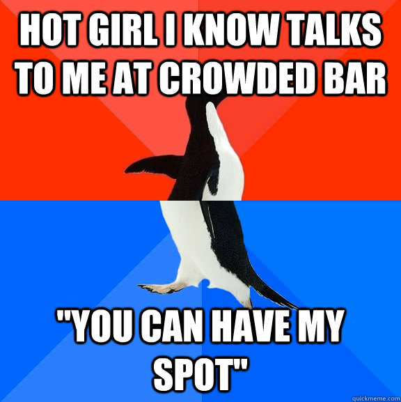 Hot girl I know talks to me at crowded bar 