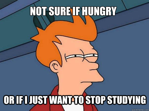 Not sure if hungry or if I just want to stop studying - Not sure if hungry or if I just want to stop studying  Futurama Fry